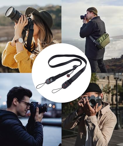 Image of NHCDFA Camera Belt, Camera Strap, Easy to Use and Carry Black Camera Belt Strap Quick Release Buckle Comfortable to W ear for All Kinds of Photography Equipment