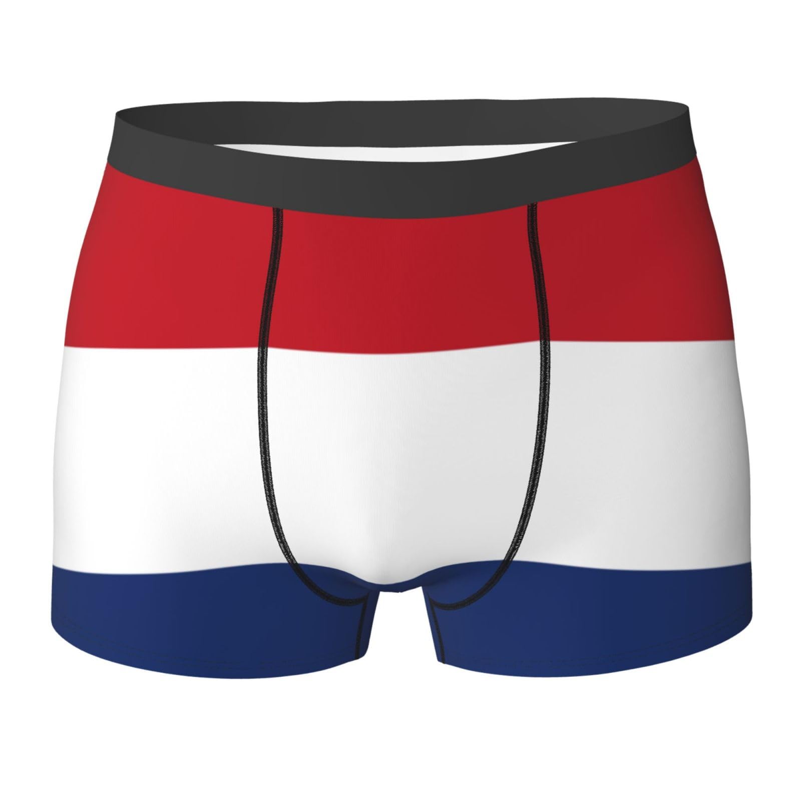 Wurton Unisex Black Dutch Flag Print Men's Boxer Briefs Trunks Underwear Athletic Underwear Moisture-Wicking Performance, L