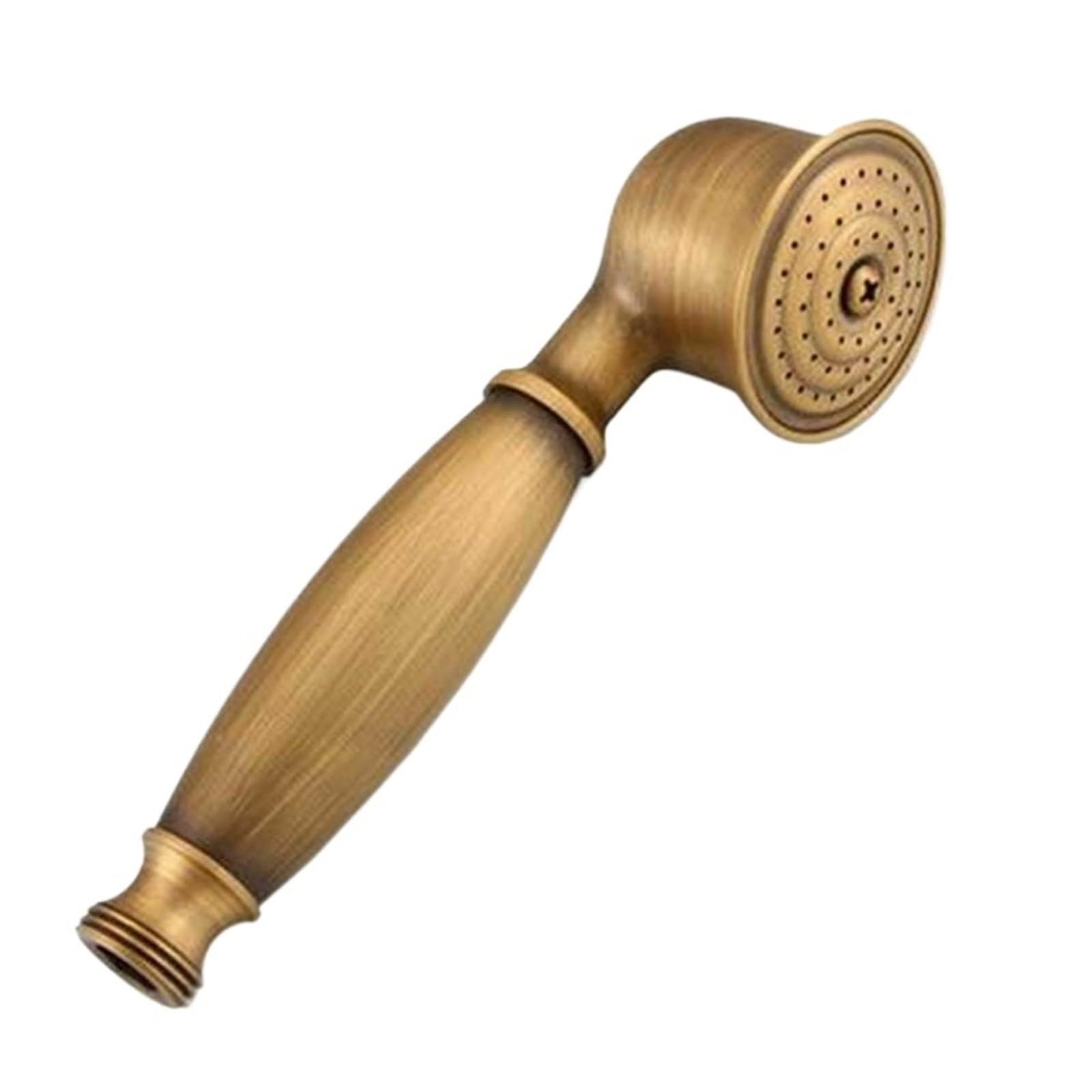 Quxetlryz Hand Shower Head A Shower Head Antique Brass 8Inch Round Rainfall Arm Water Saving Hand Held Spray 1.5 M Hose(Hand Shower Head A)