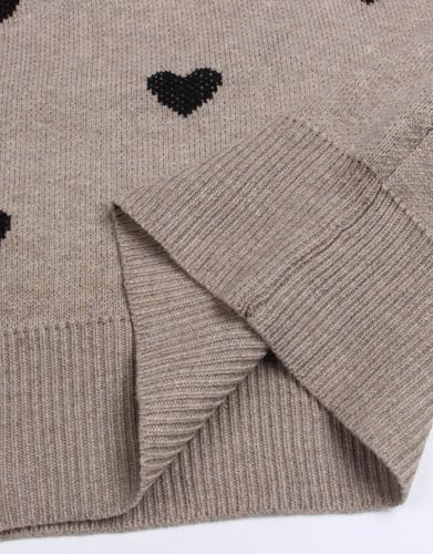 Image of Women's Long Sleeve Mock Neck Sweaters Loose Cute Heart Pullover Sweater