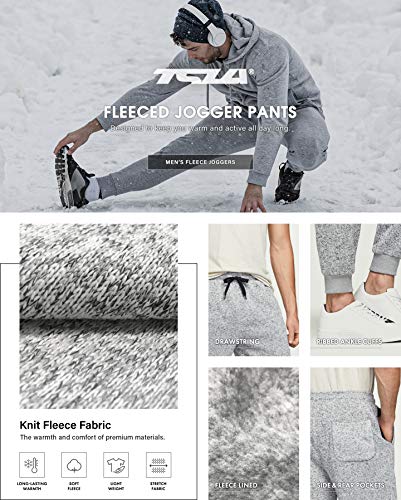 Calça de moletom térmica TSLA de lã afunilada para treino ativo, Jogger Marled Sweatpants(ykb41) - B