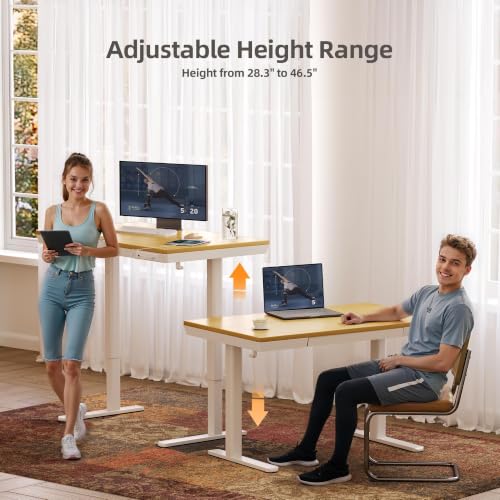 Image of Claiks Bamboo Standing Desk with Drawers & USB Ports 48x24