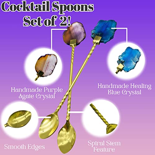 Wanda Living Barlöffel, Cocktailrührer, langer Löffel. Handgemacht aus goldfarbenem Edelstahl, Cocktail-Rührlöffel mit… - Image 3