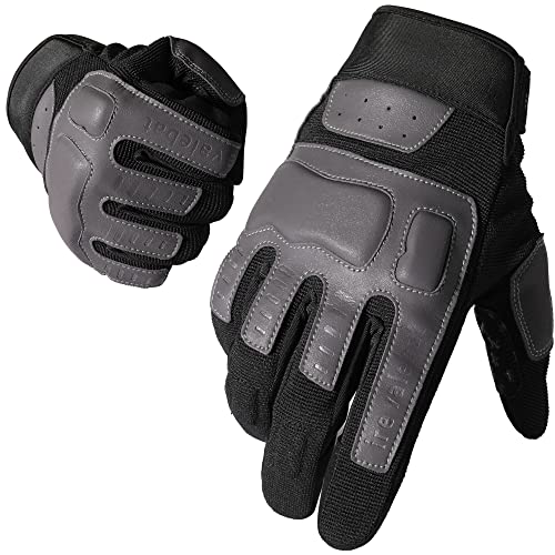 WTACTFUL Guantes de motocicleta para hombres y mujeres, transpirables, con pantalla táctil completa, guantes todoterreno, guantes de bicicleta de montaña para motocross, conducción BMX, ATV, gris, L Cover