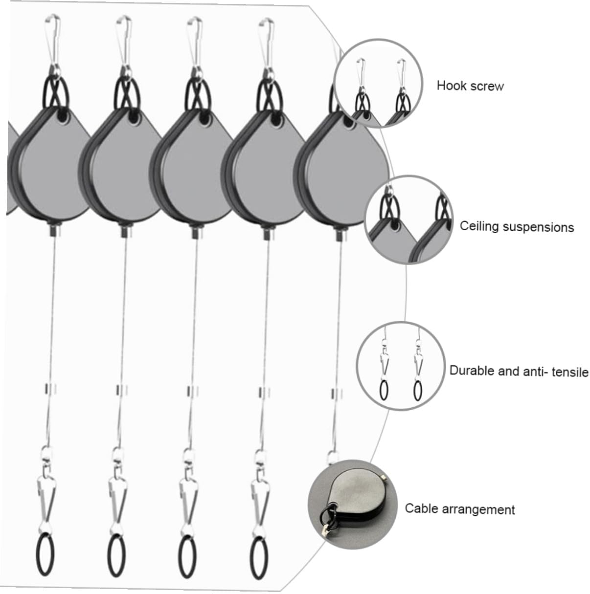Veemoon Vr Headset Cable Management Pulley System 40pcs Kit with Ceiling Suspension Hooks, Wall Mounts, and Retractable Pulley for Virtual Reality Accessories