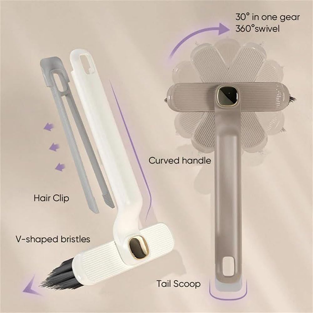Cepillo de limpieza de grietas giratorio de 360°, herramienta de mano de cerdas duras para lechada de baño y cocina, sin esquinas muertas, perfecto para espacios reducidos (2 unidades, blanco)