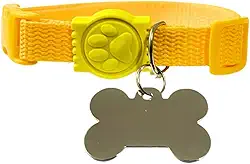 Coleira para Cachorro com Placa de Identificação (AMARELO, P)