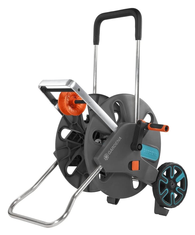 Gardena CleverRoll L Easy: Hose trolley with up to 100 m capacity, especially stable, convenient, robust metal hose guide, anti-drip device, tool-free assembly (18520-88)