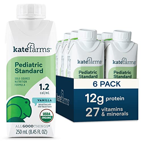 Kate Farms Organic Pediatric Vanilla 1.2 Sole-Source Nutrition Shake, 12G Of Protein, 27 Vitamins And Minerals, Vegan, Meal Replacement Drink For Kids, Protein Shake, Gluten Free, Non-Gmo, 8.45 Fl Oz (Pack Of 6) #TOP29