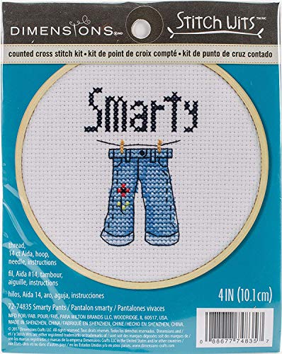 Image of Dimensions Mini Counted Cross Stitch Kit for Beginners, 'Smarty Pants', 4''