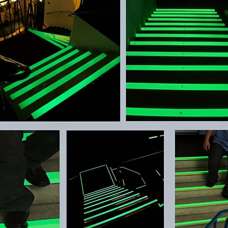 Glow in The Dark Anti Slip Tape, Super Strong Adhesive, Weatherproof Non Slip Strips for Stairs, Ramps, Decks, Green