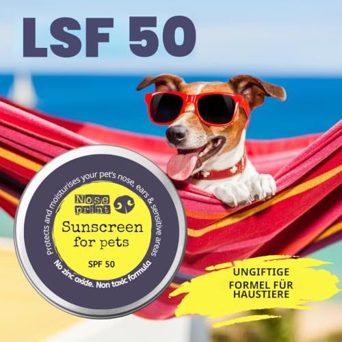 Noseprint SPF 50 Sonnencreme für Haustiere | Sonnenschutz für Haustiere 100 ML | Feuchtigkeitsspendende Sonnencreme für Hunde und Katzen, Ungiftige Formel Hundenase | Hundepfotenbalsam