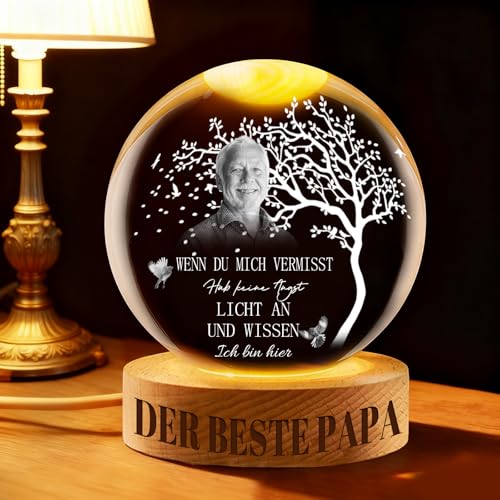 Personalisierte Gedenk-Kristallkugel Nachtlicht, Individuelle...
