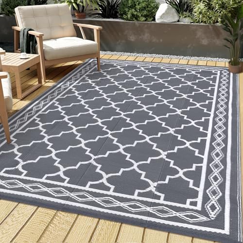 Garvee Outdoor Rug 8x10 Waterproof for Patio Clearance, Large Plastic Straw Mat for Camping, Porch...