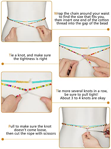 Sureio 8 Pieces 70 Inch Handmade Waist Beads African Belly Beads Chain Plus Size Belly Body Beads for Women Colorful Waist Jewelry Accessories2