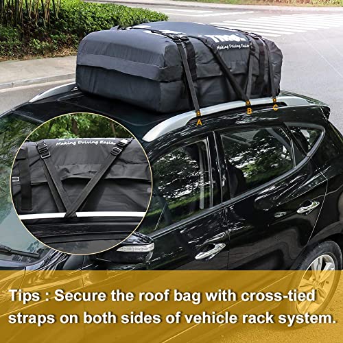 Tirol Waterproof Rooftop Cargo Carrier Luggage Travel Bag (15 Cubic Feet) For Vehicles With Roof Rails #TOP5