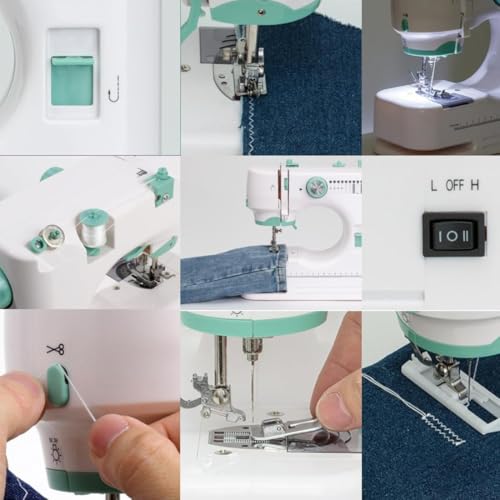 Machine À Coudre Électrique Compacte Pour La Maison, Idéale Pour Les Débutants. Elle Est Dotée Dune Pédale Intégrée, De 12 Points De Couture, Dune Lampe Torche, Dun Tiroir De Rangement Et Dun Kit