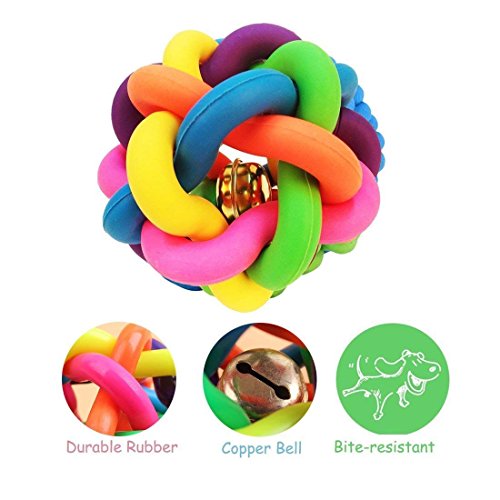 Image of Dog Rubber Chew Toy I Combo Spike I Dental Ball + Rainbow Sound Ball + 2 Knot Rope Ideal for Dogs and Puppies - Pack of 3 (Combo-C)