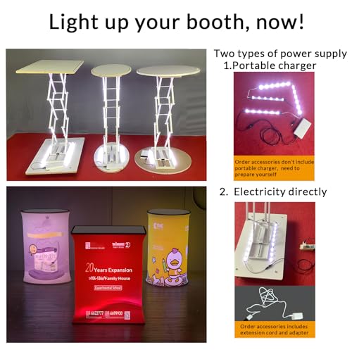 CustomizePortable Trade Show Podium Table Display Exhibition Counter Stand,Hydraulic lift, Luminescent, Light box(Rectangle)