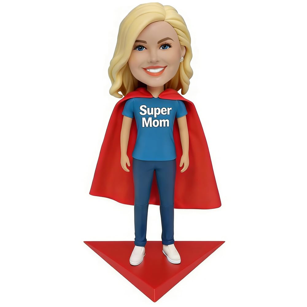 Figurine Bobblehead personnalisée Super Mom - Cadeau unique pour maman, anniversaire, Noël, Thanksgiving pour épouse, grand-mère