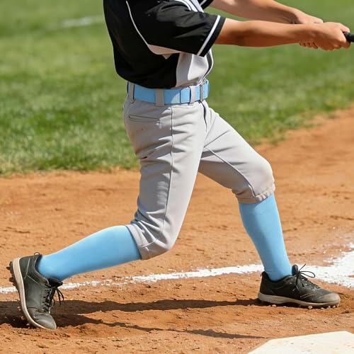 Image of VONMELLI Youth Baseball Belt and Socks Combo, Elastic Softball Belts and Socks for Boys and Adult (2 Pairs of Socks & 1 Belt)