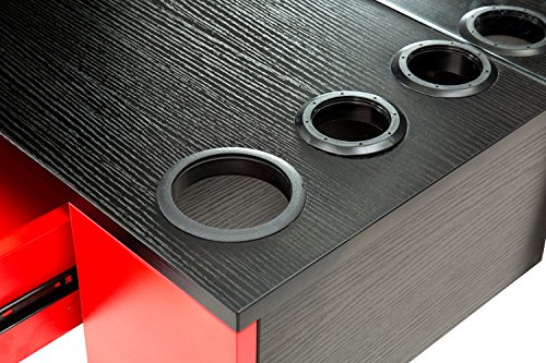 BarberPub Wall Mount Barber Station Hair Styling with Mirror Dressing Table Beauty Salon Spa Equipment Set 3026+3036 (Black&Red) - Image 5