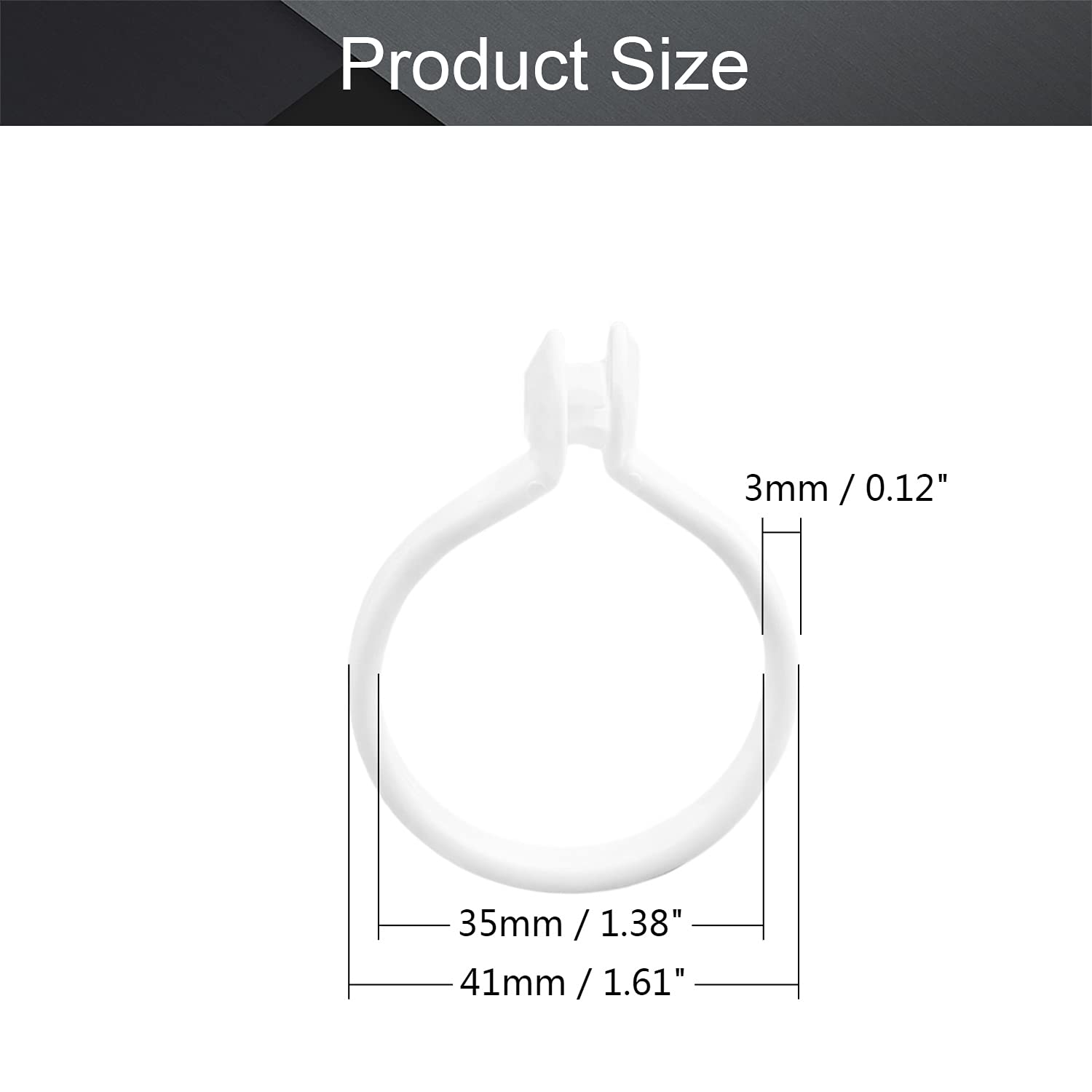 MroMax 24 anelli per tende in plastica, diametro interno 35 mm, per aste per tende, colore bianco