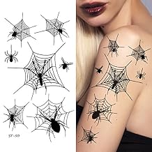 Supperb Temporary Tattoos - Spiders and Spider Net Horror Cobweb Spider Halloween Tattoos Spider Net