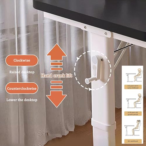 SDdPulse Scrivania mobile regolabile con ruote bloccabili, manovella compatta, altezza regolabile, postazione di lavoro per ufficio e gioco, robuste gambe in metallo per casa e ufficio, marrone, 100 x