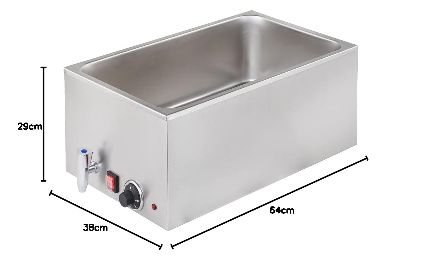 GastroHero Bain Marie ECO GN 1/1 mit Ablasshahn Bainmarie Speisenwärmer Warmhaltebecken 30–90 °C Gastronomie Buffet Catering Warmhaltegerät