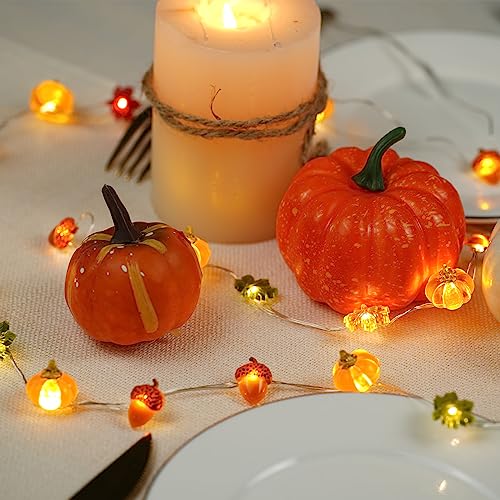 Kaisnova Thanksgiving Lights 10Ft 30 Led Fall Lights 3D Pumpkin Maple Leaf Acorn Battery Operated String Lights Halloween Decorations Indoor Fall Decorations For Home Garland Party Autumn thumb #3