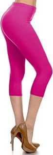 Leggings Depot Women's High Waisted No-Roll Leggings, 1" Waistband | Full Length, Capri, Buttery Peachskin Fabric, Opaque, Everyday, Casual