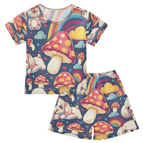 senya Short Sleeve Pajamas Sets Summer Cotton Sleepwear Mushroom Puppy