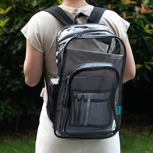 Image of Pack of 2 Clear Backpack Heavy Duty Thick PVC Transparent Backpack, Large Capacity See Through