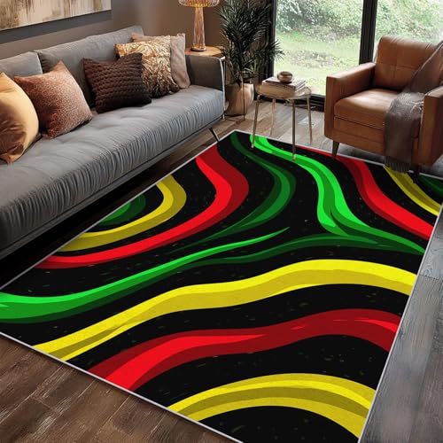 Abstract Rug 5x7 Bedroom, Colorful Retro Pop Pattern Washable Area
