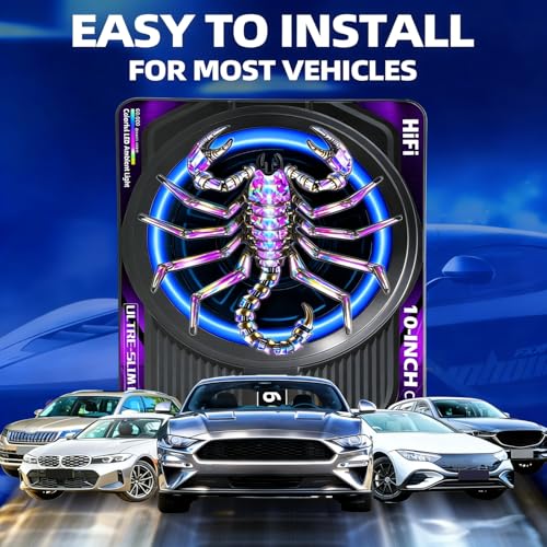 Image of 2026 Upgraded 1600W 10 inch Slim Under Seat Subwoofers with Amp & LED Ambient Lights for Truck /Car - Deep Bass, Individual Controls (LPF /Gain /Bass Boost), High Output Distortion-Free Audio