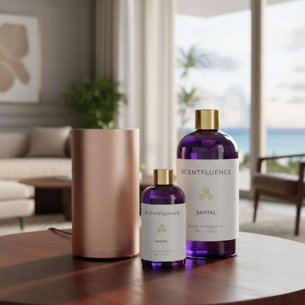 Difusor de aceite dorado – Difusor de aroma cromado de lujo sin agua para el hogar y la oficina – 450 pies cuadrados, máquina difusora de aroma USB inalámbrica portátil recargable