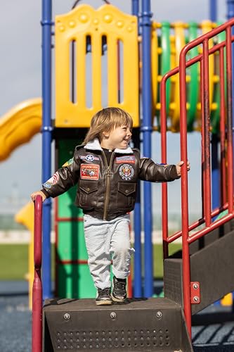 Children's Medium-Weight A-2 Bomber Jacket in Brown With Nine Patches4