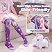 ANTSANG Kids Girls Knee High Socks Fashion Funny Crazy Stockings Gift Cute Novelty Long Boot Cotton Socks for Child 6 Pairs(Colorful Unicorn,3-12 Years)