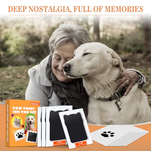 Nabance Pfotenabdruck set Hund, Fußabdruck Baby, 4 pcs Stempelkissen mit 8 Karten Fussabdruck Baby Handabdruck Baby Hundeschnauze Druck Kit Geschenk für Haustiere Besitzer-Haustierform