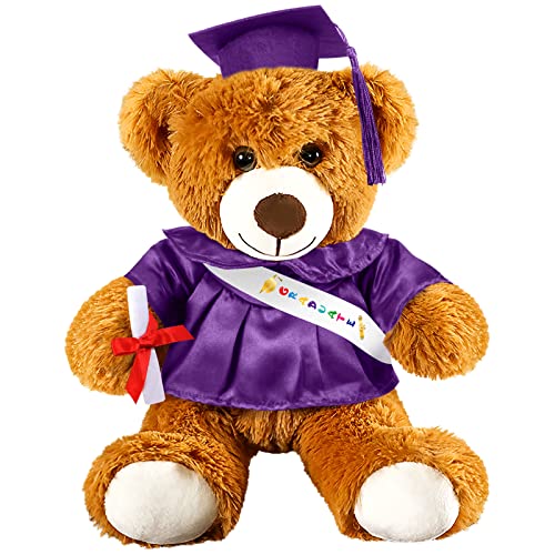Graduation Bear Gift Graduation Plush Bear With Gown Cap Tassel Set Graduation Stuffed Bear Plush Toy Plush Graduation Bear Doll Brown Bear Gifts For Graduation School (Purple, 9”H) #TOP30