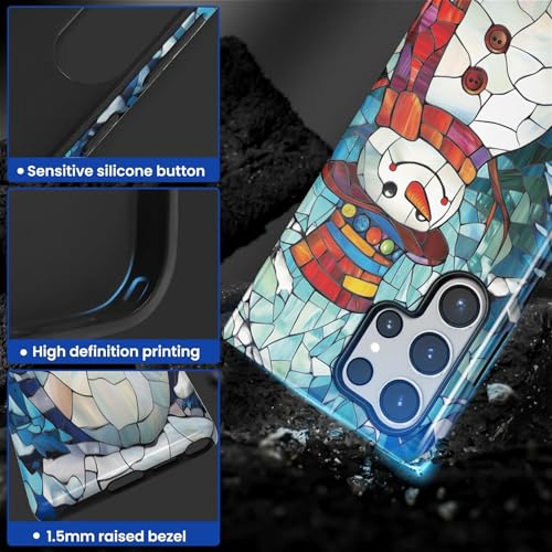 TAMEFOX Case for Samsung Galaxy S24 Ultra,Anti Drop Scratch Frosted Protective Cover Case for Women Girl-Gorgeous Winter Christmas Snowman - image 6