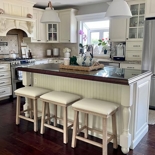 Image of PHI VILLA Counter Height Bar Stools Set of 4, Solid Wood Barstools