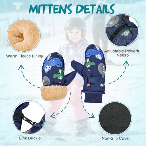 American Trends Toddler Winter Mittens Waterproof Boy Ski Gloves Warm Fleece Snow Mitten for Baby Boy Girl Cold Weather