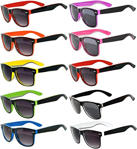 OWL Case of 10 Pairs Wholesale Retro Vintage Two-Tone Sunglasses Smoke Lens