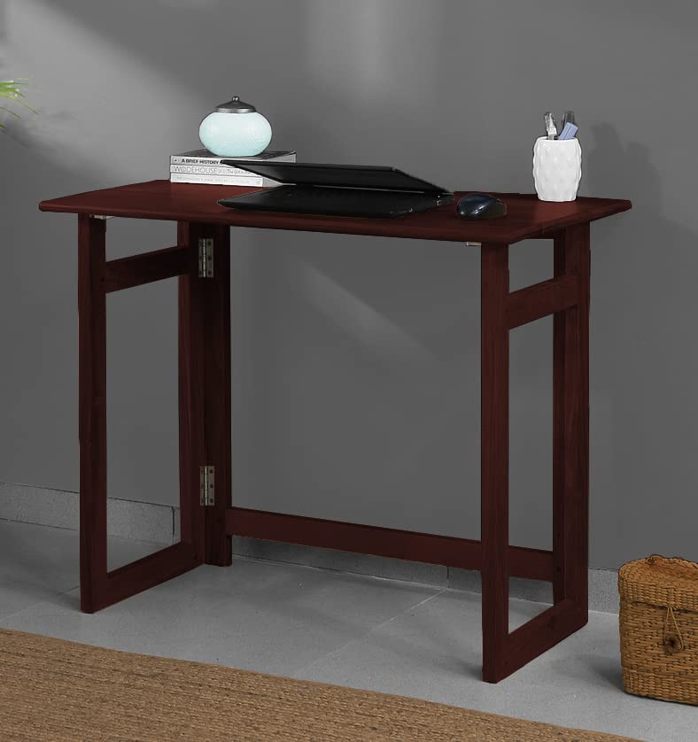 Image of Dawn Riser Solid Wood Folding Study Table Laptop, Computer, Pc, Writing Foldable Desk for Home & Office Space Saving, Easy to Store, Sleek Design Dawnriser Mahogany Finish, Acacia Wood, DIY Model