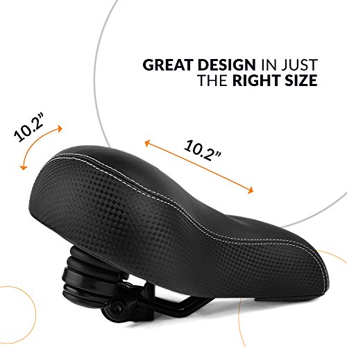 Extra Comfortable Bike Seat for Seniors with Elastomer Springs – Extra Wide and Padded Bicycle Saddle for Men and Women Comfort – Universal Bike Seat Replacement