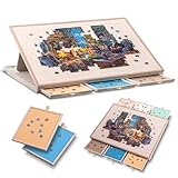 Yesday 1500 Piece Jigsaw Puzzle Board with Cover with Cover, 3-Tilting-Angle Puzzle Plateau, Super Lightweight Portable Felt Puzzle Board with 6 Sorting