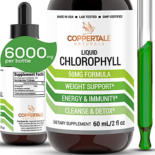 Chlorophyll Liquid Drops for Water 6000mg Per Bottle | Skin Health Acne & Energy Supplement, Immune Support, Natural Deodorant, Altitude Sickness Relief | Non GMO & Vegan Friendly - 120 Servings