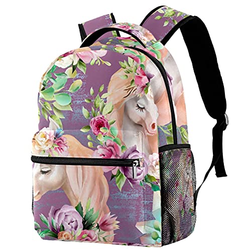 Sac à dos d'école et voyage pour ordinateur 14 pouces imprimé fleurs multicolore